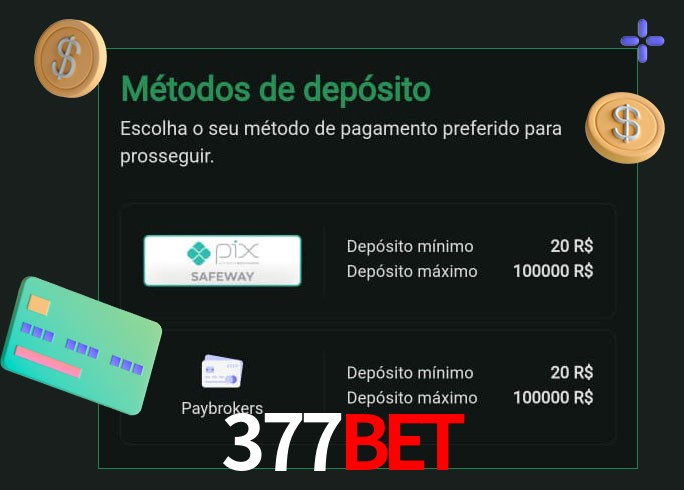O cassino 377Bet oferece uma grande variedade de métodos de pagamento